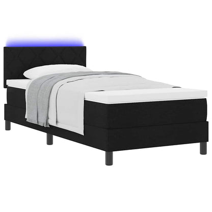 Letto a molle con materasso Nero 90 x 190 cm Tessuto