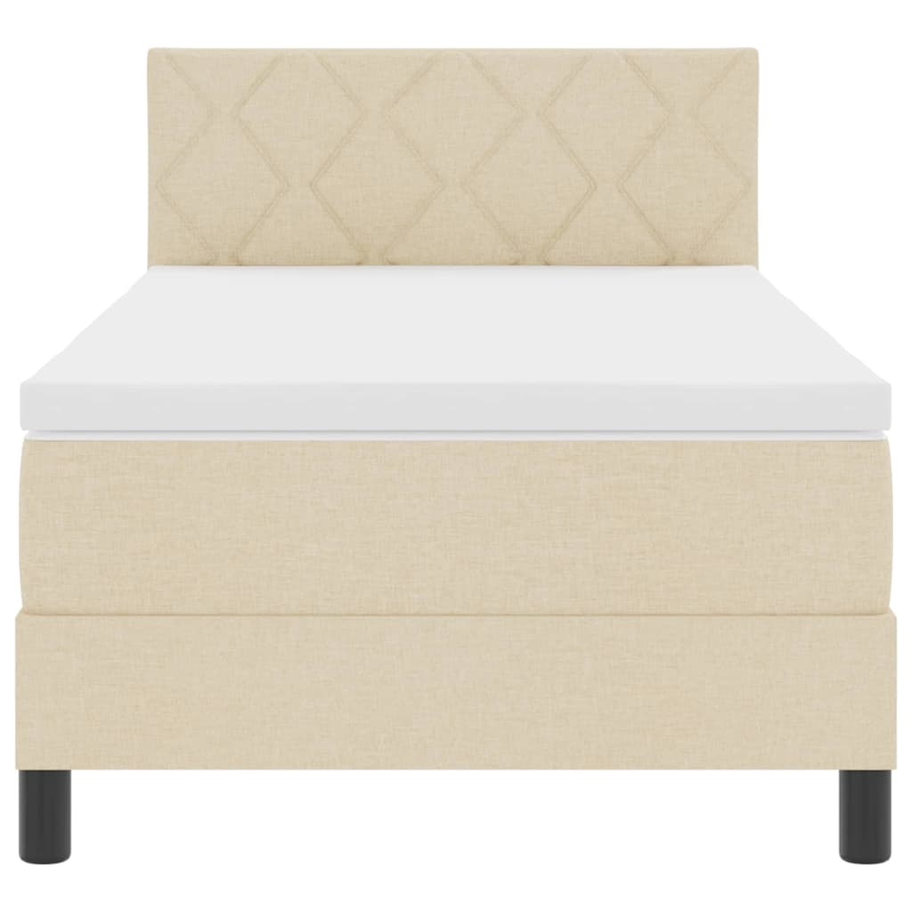 Letto a molle con materasso Crema 90 x 200 cm Tessuto