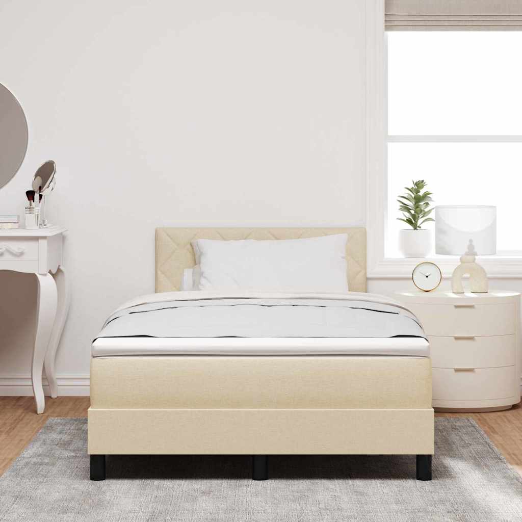 Letto a molle con strisce LED Crema 120 x 190 cm Tessuto | homemem39