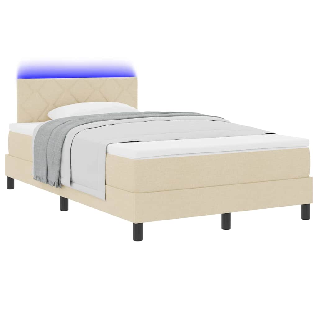 Letto a molle con strisce LED Crema 120 x 190 cm Tessuto | homemem39