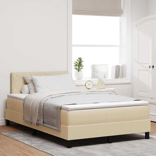 Letto a molle con strisce LED Crema 120 x 200 cm Tessuto | homemem39