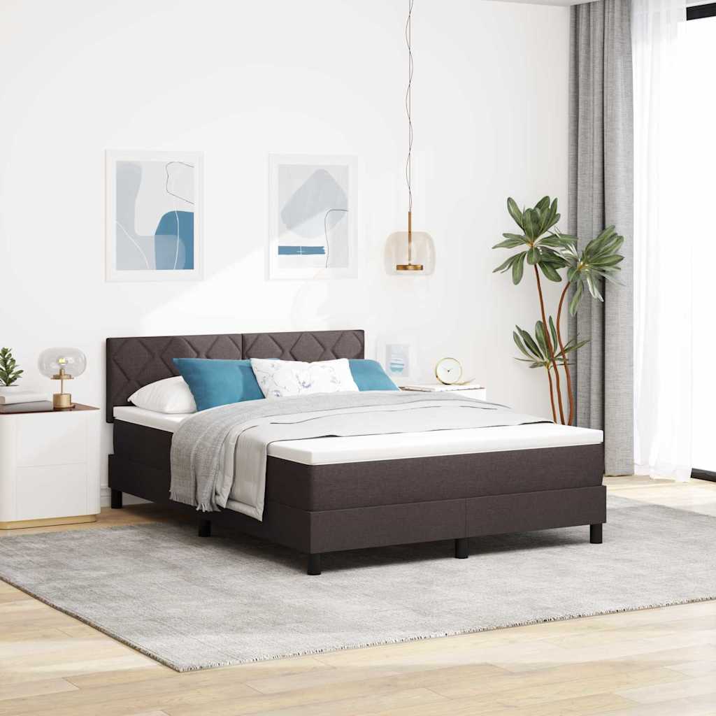 Letto a molle con testiera Marrone Scuro 140 x 190 cm Tessuto | homemem39