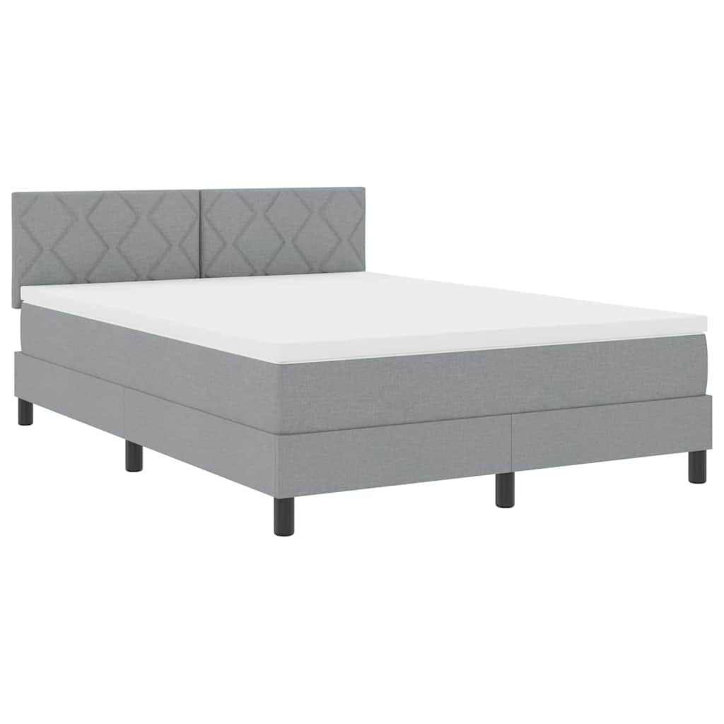 Letto a molle con materasso Grigio chiaro 140 x 200 cm Tessuto