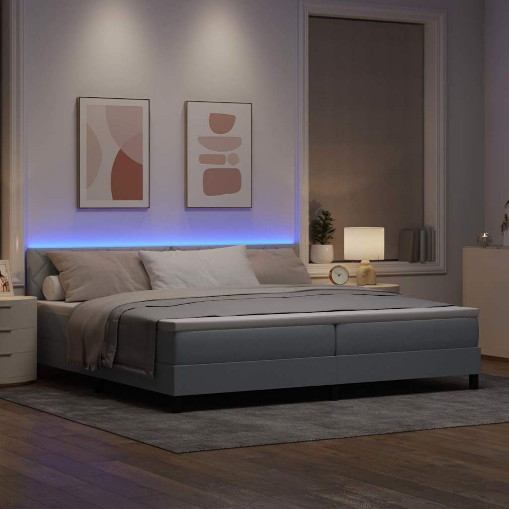 Letto a molle con testiera Grigio chiaro 200 x 200 cm Tessuto | homemem39