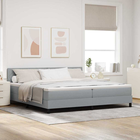 Letto a molle con testiera Grigio chiaro 200 x 200 cm Tessuto | homemem39