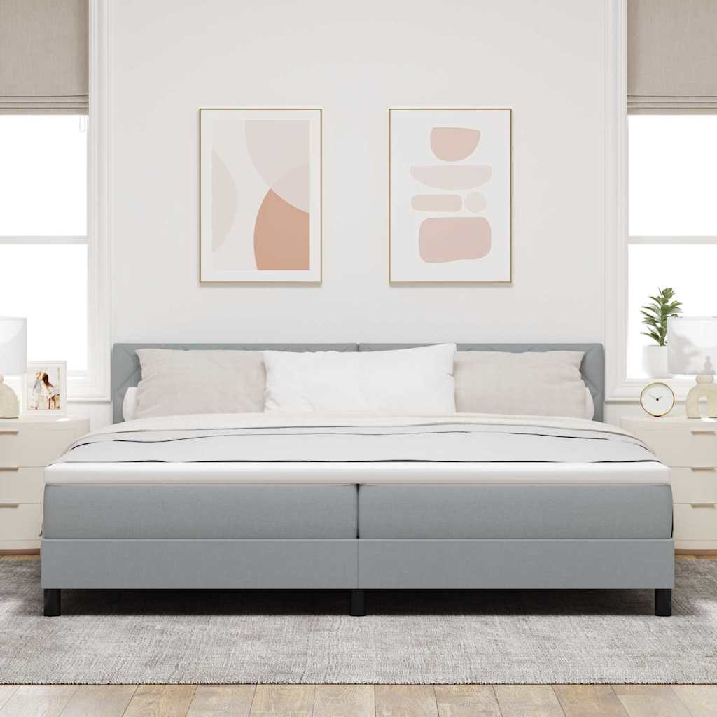 Letto a molle con testiera Grigio chiaro 200 x 200 cm Tessuto | homemem39