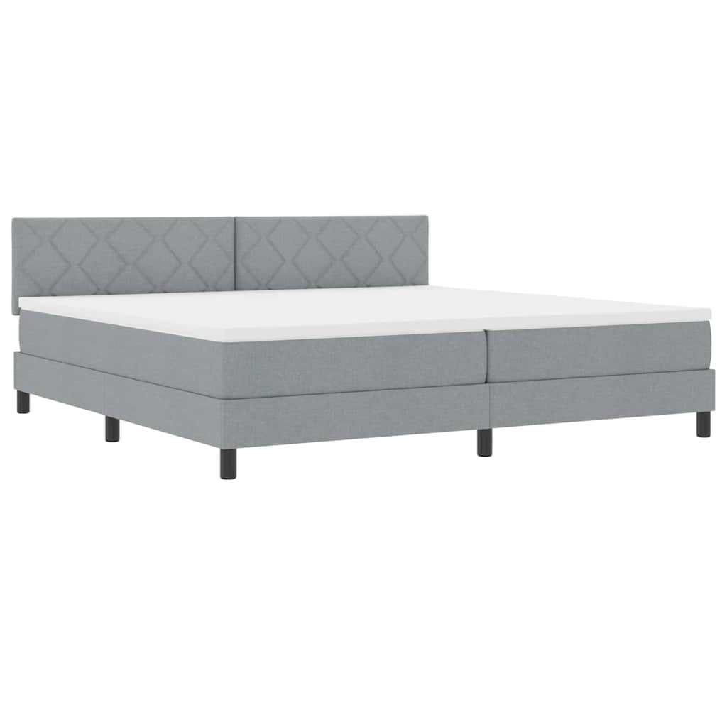Letto a molle con testiera Grigio chiaro 200 x 200 cm Tessuto | homemem39