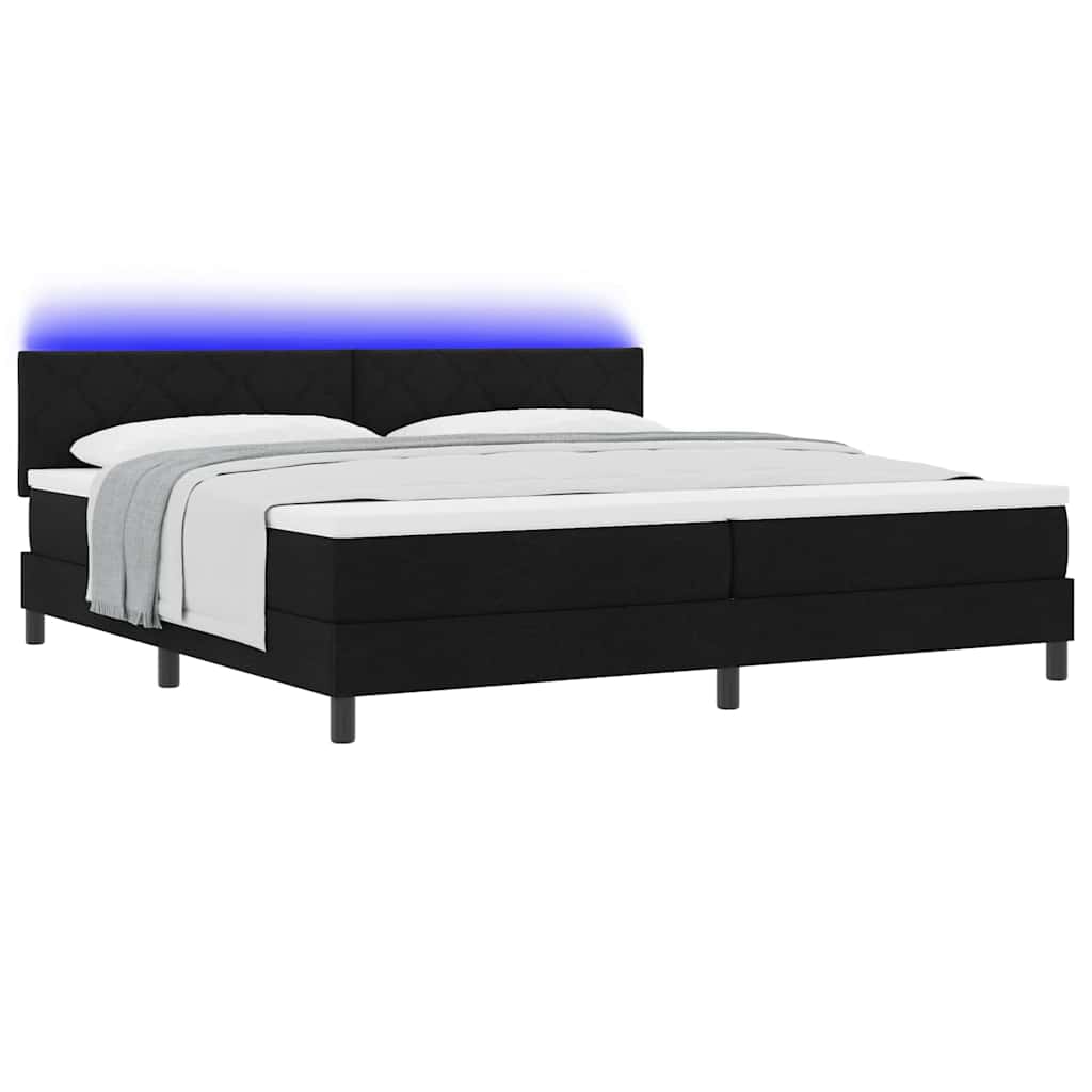 Letto a molle con materasso Nero 200 x 200 cm Tessuto
