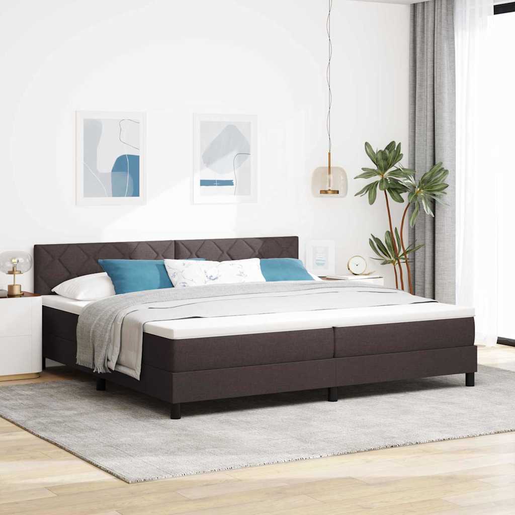 Letto a molle con materasso Marrone Scuro 200 x 200 cm Tessuto | homemem39