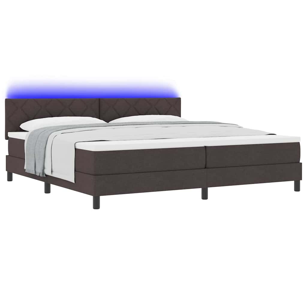 Letto a molle con materasso Marrone Scuro 200 x 200 cm Tessuto | homemem39