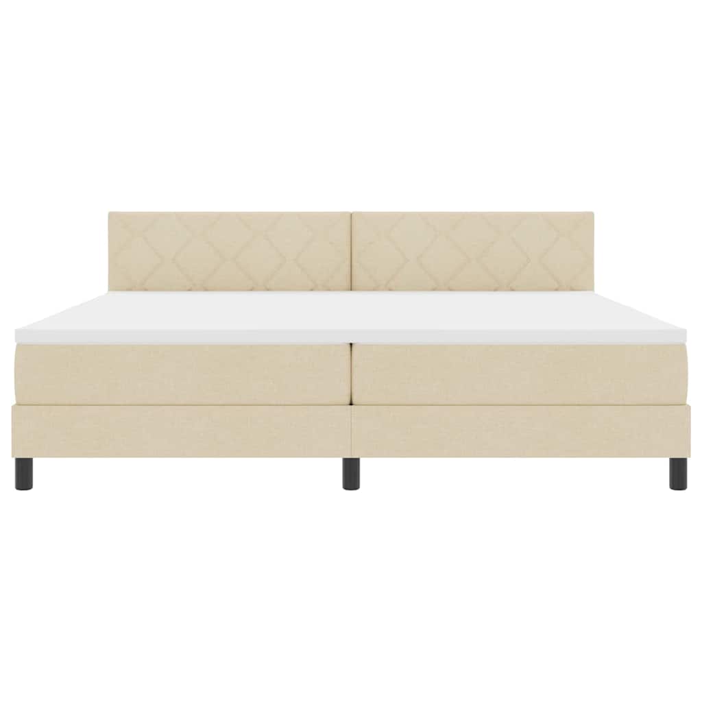 Letto a molle con cuscino Crema 200 x 200 cm Tessuto | homemem39