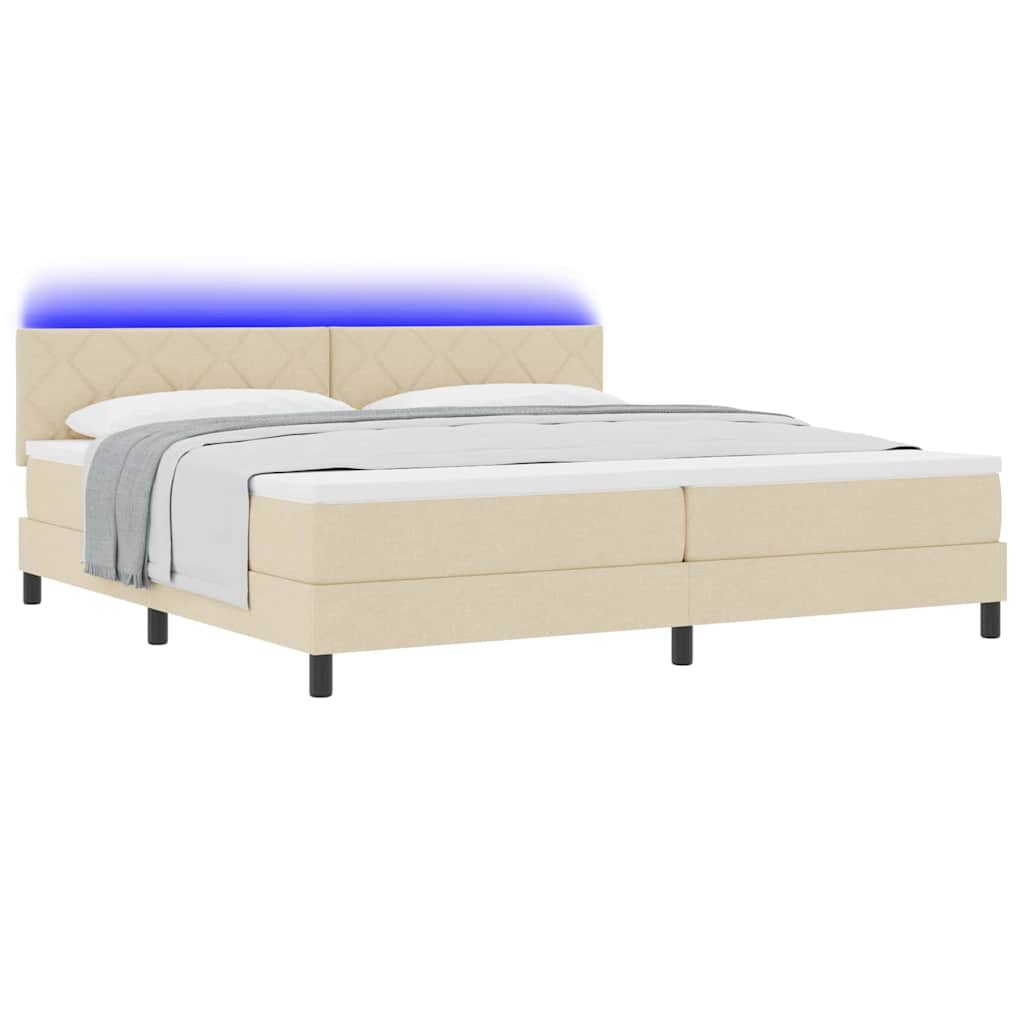 Letto a molle con cuscino Crema 200 x 200 cm Tessuto | homemem39