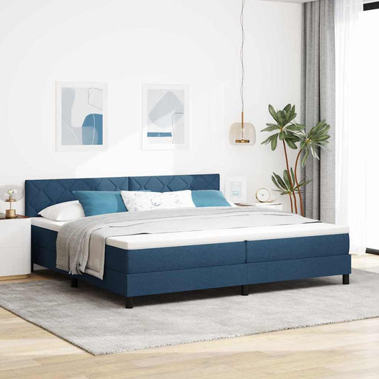 Letto a molle con cuscino con testiera Blu 200 x 200 cm Tessuto | homemem39