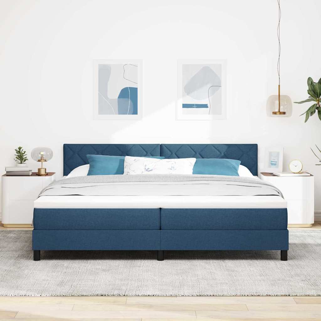 Letto a molle con cuscino con testiera Blu 200 x 200 cm Tessuto | homemem39