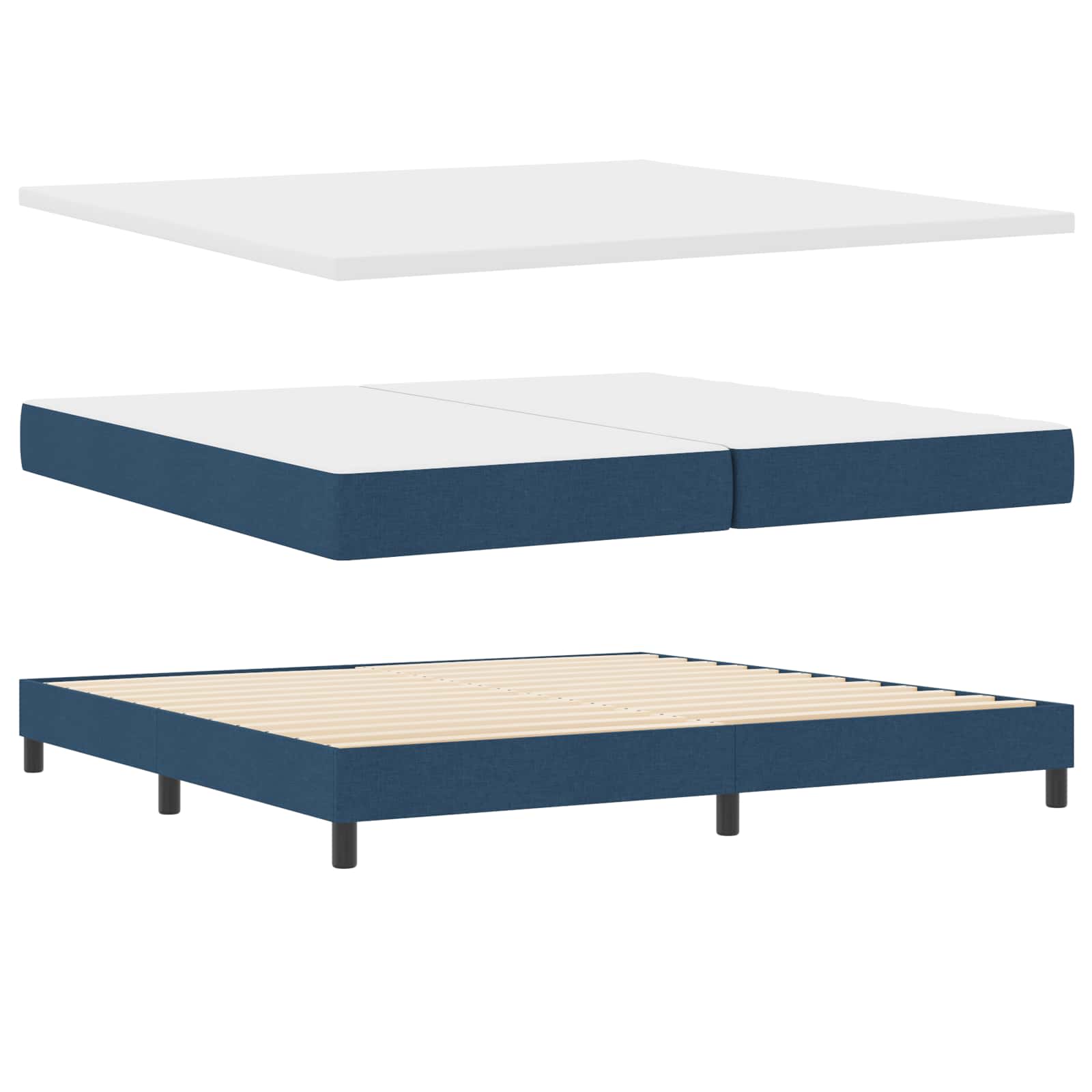 Letto a molle con cuscino con testiera Blu 200 x 200 cm Tessuto | homemem39