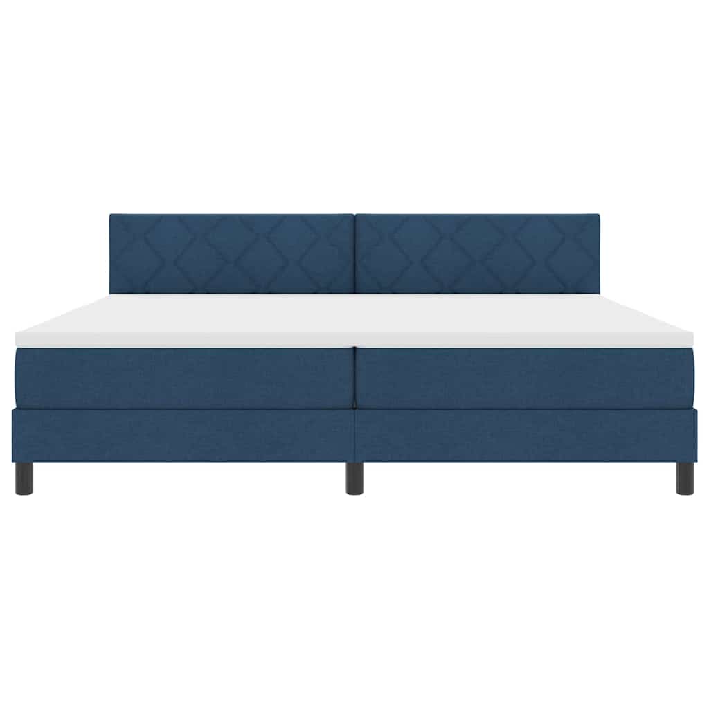 Letto a molle con cuscino con testiera Blu 200 x 200 cm Tessuto | homemem39