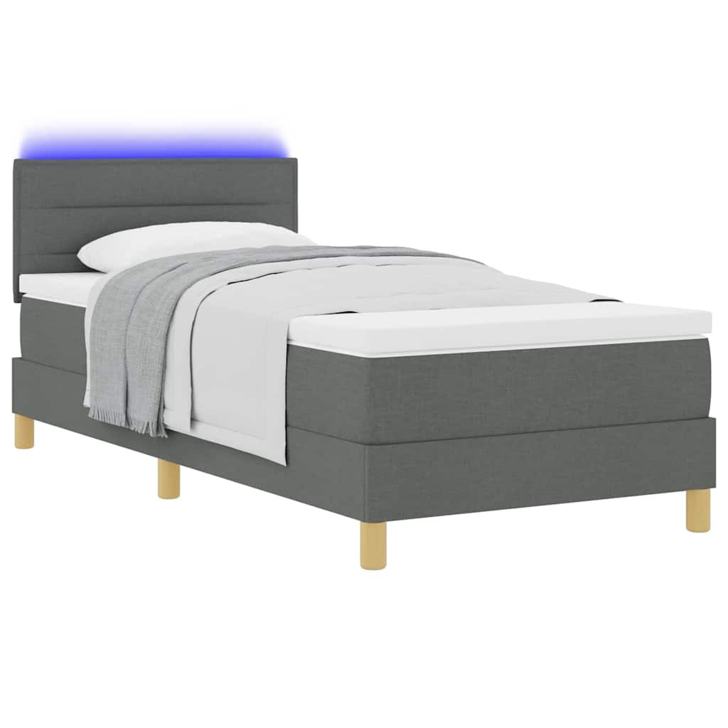 Letto a Sorgente LED Grigio scuro 80 x 200 cm Tessuto | homemem39