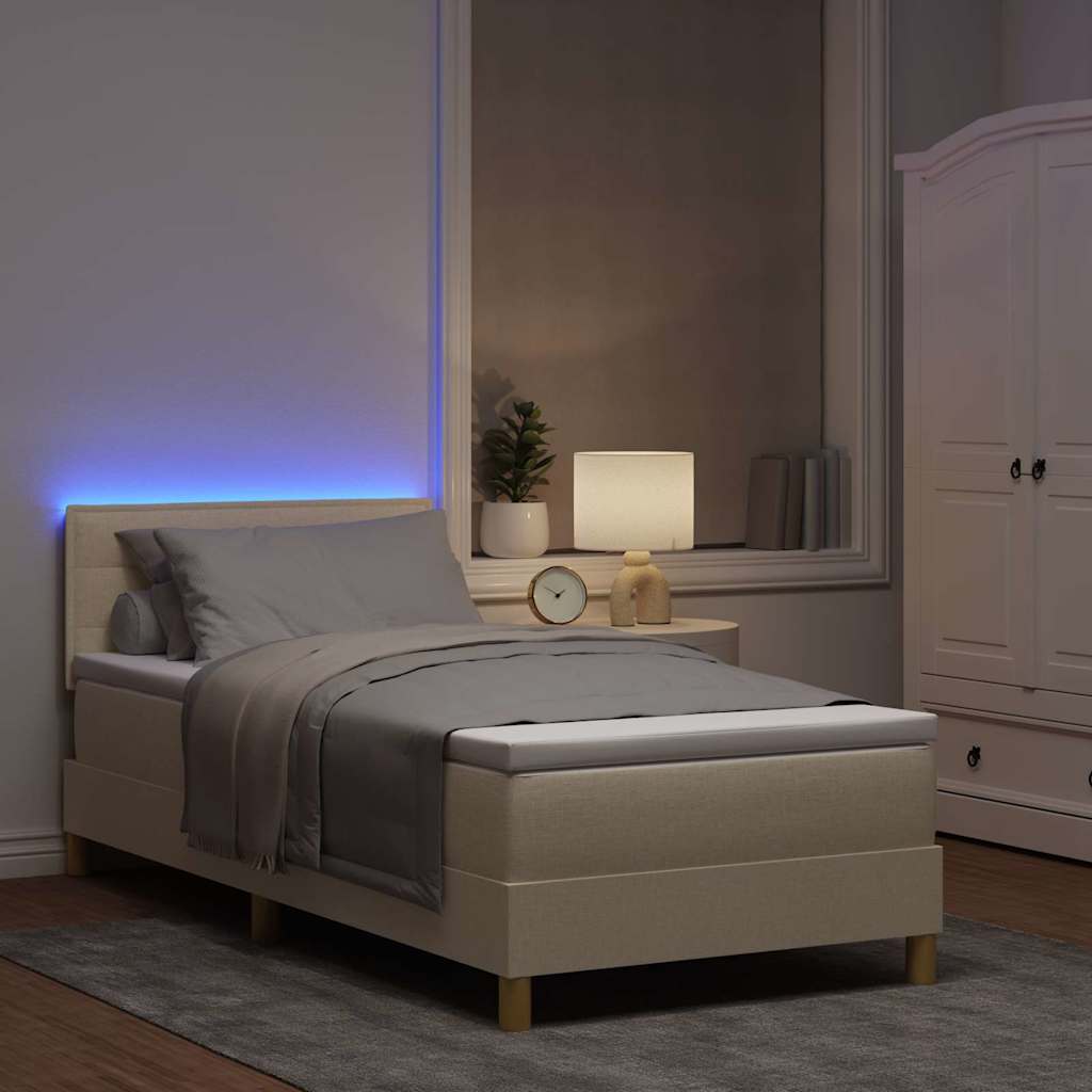 Letto a Sorgente LED con strisce LED Crema 80 x 200 cm Tessuto | homemem39