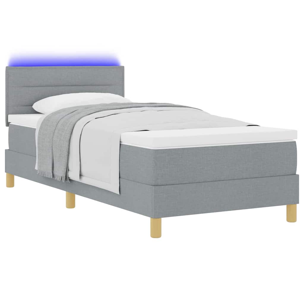 Letto a Sorgente LED Grigio chiaro 90 x 190 cm Tessuto