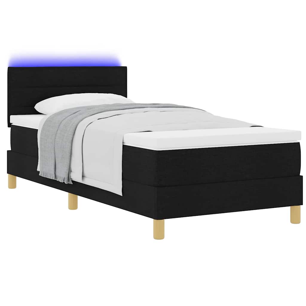 Letto a Sorgente LED con strisce LED Nero 90 x 190 cm Tessuto | homemem39