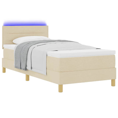 Letto a Sorgente LED con strisce LED Crema 90 x 190 cm Tessuto | homemem39