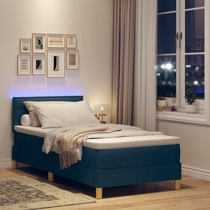 Letto a Sorgente LED con strisce LED Blu 90 x 190 cm Tessuto | homemem39