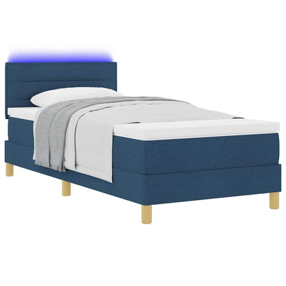Letto a Sorgente LED con materasso Blu 90 x 190 cm Tessuto