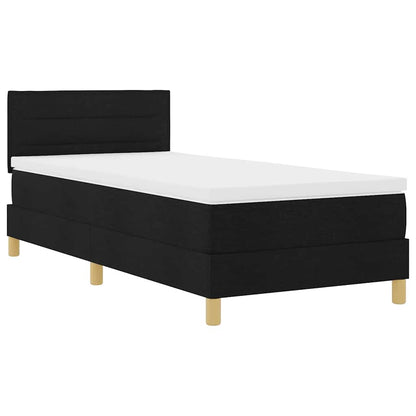 Letto a Sorgente LED con materasso Nero 100 x 200 cm Tessuto