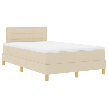 Letto a molle con materasso Crema 120 x 190 cm Tessuto