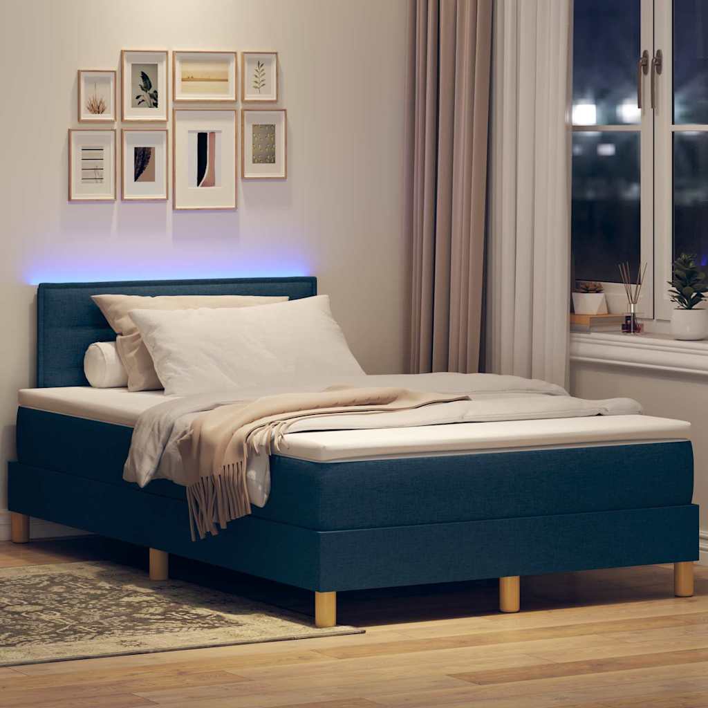 Letto a Sorgente LED con strisce LED Blu 120 x 190 cm Tessuto | homemem39