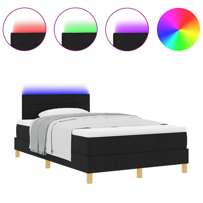 Letto a Sorgente LED con materasso Nero 120 x 200 cm Tessuto