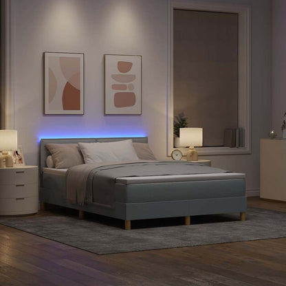 Letto a Sorgente LED Grigio chiaro 140 x 190 cm Tessuto | homemem39