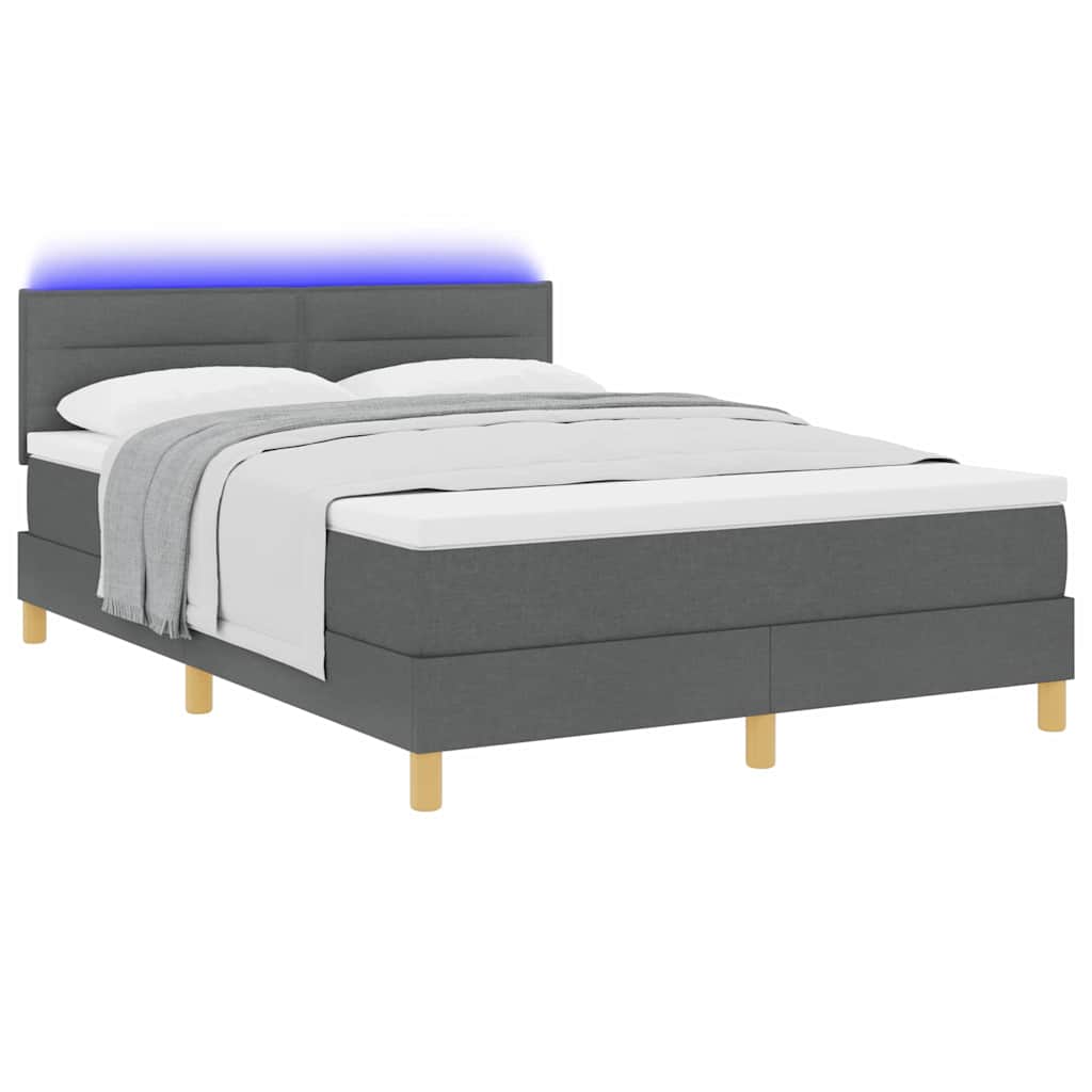 Letto a Sorgente LED con led Grigio scuro 140 x 190 cm Tessuto