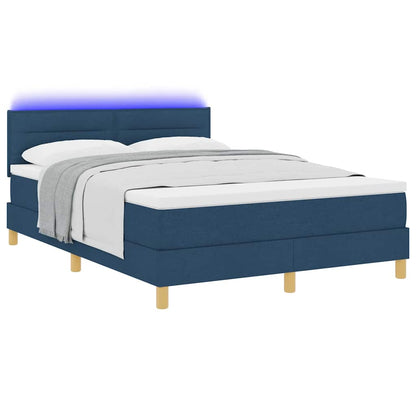 Letto a Sorgente LED con cuscino Blu 140 x 190 cm Tessuto | homemem39
