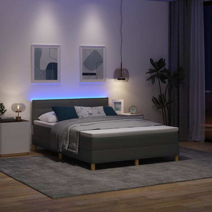 Letto a Sorgente LED con led Grigio scuro 140 x 200 cm Tessuto