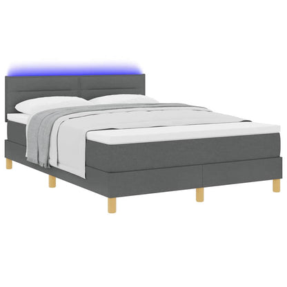 Letto a Sorgente LED con led Grigio scuro 140 x 200 cm Tessuto