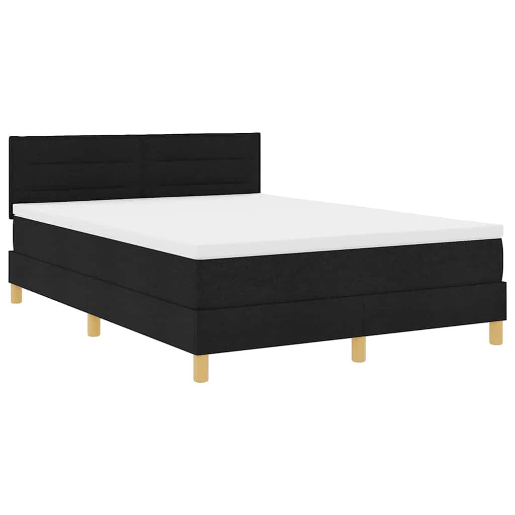 Letto a Sorgente LED con materasso Nero 140 x 200 cm Tessuto