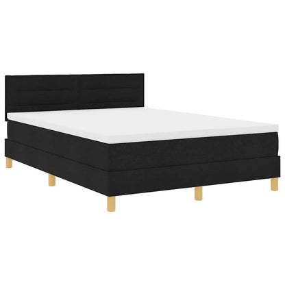 Letto a Sorgente LED con materasso Nero 140 x 200 cm Tessuto