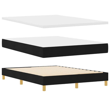 Letto a Sorgente LED con materasso Nero 140 x 200 cm Tessuto