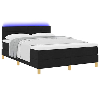 Letto a Sorgente LED con materasso Nero 140 x 200 cm Tessuto