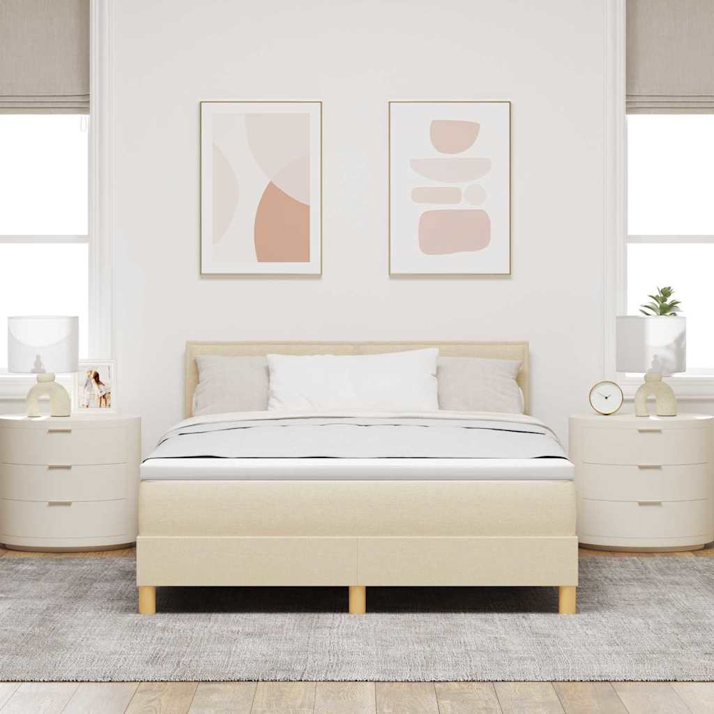 Letto a Sorgente LED con strisce LED Crema 140 x 200 cm Tessuto | homemem39