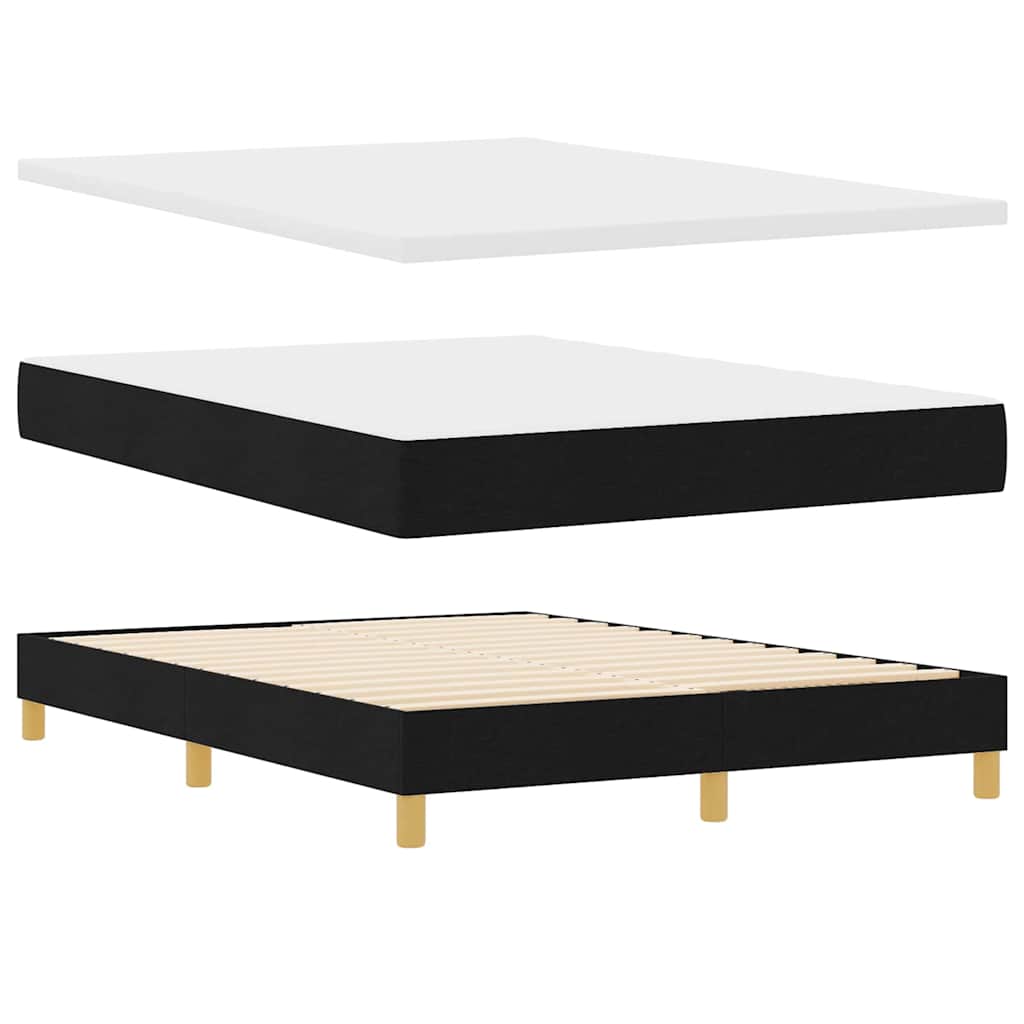 Letto a Sorgente LED con materasso Nero 160 x 200 cm Tessuto