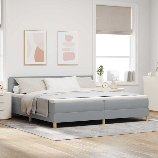 Letto a Sorgente LED Grigio chiaro 200 x 200 cm Tessuto | homemem39