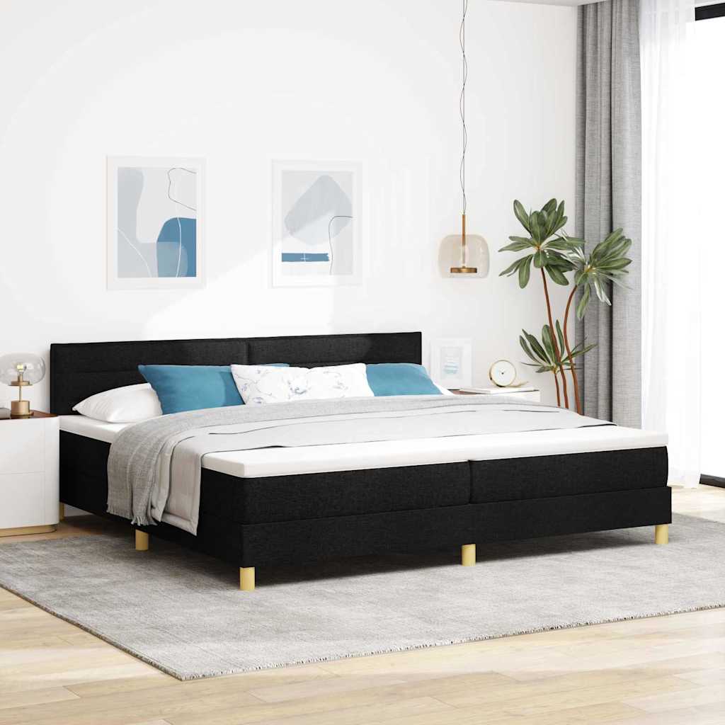 Letto a Sorgente LED con strisce LED Nero 200 x 200 cm Tessuto | homemem39