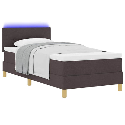 Letto a Sorgente LED Marrone Scuro 80 x 200 cm Tessuto | homemem39