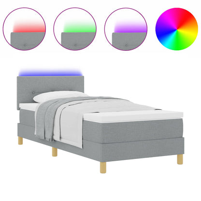 Letto a Sorgente LED Grigio chiaro 90 x 190 cm Tessuto