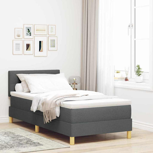Letto a molle con materasso Grigio scuro 90 x 190 cm Tessuto