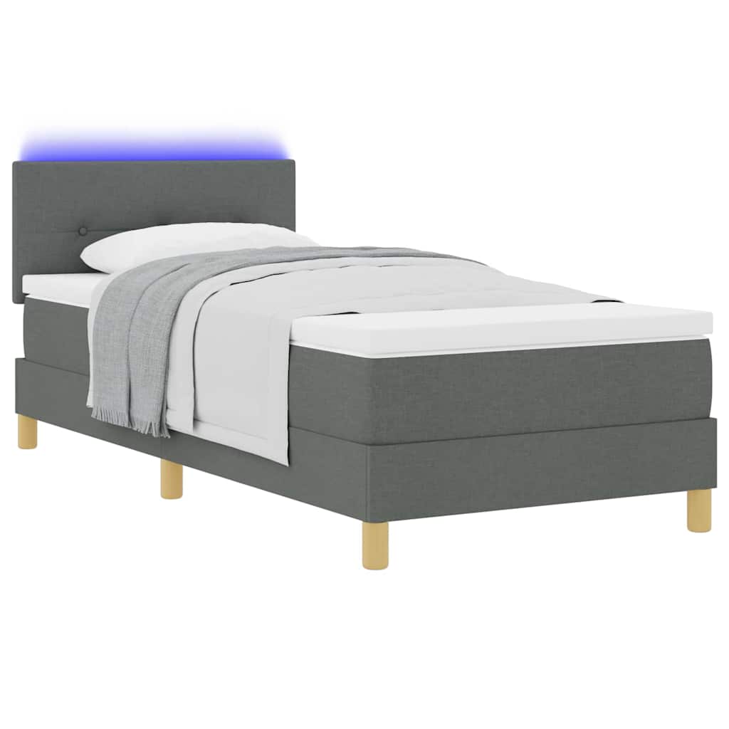 Letto a Sorgente LED Grigio scuro 90 x 200 cm Tessuto | homemem39