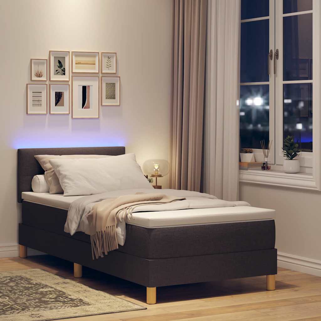 Letto a Sorgente LED Marrone Scuro 90 x 200 cm Tessuto | homemem39