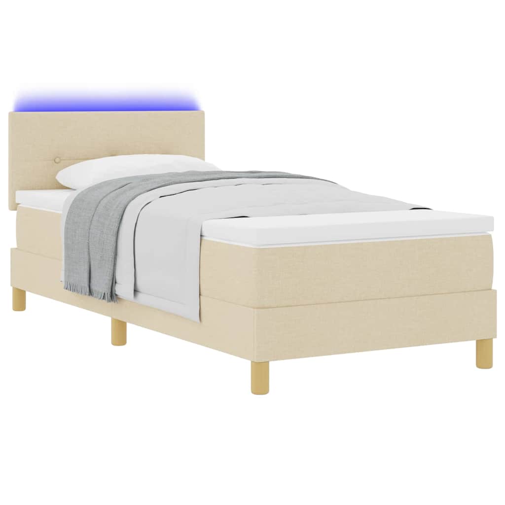 Letto a Sorgente LED con strisce LED Crema 90 x 200 cm Tessuto | homemem39